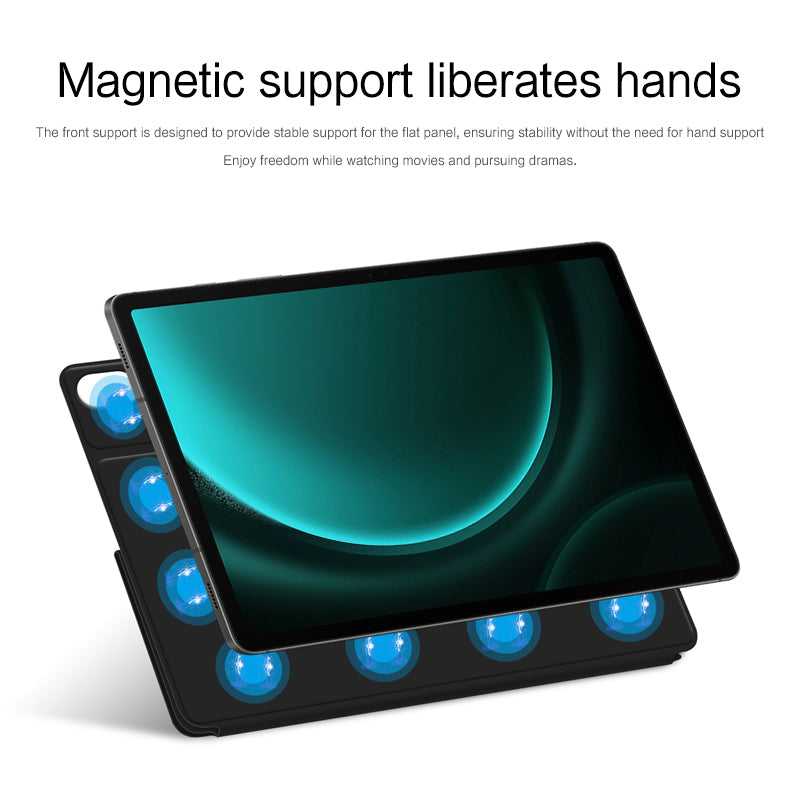 For Samsung Galaxy Tab S9 FE+ Case Magnetic PU Leather+PC Anti-scratch V-fold Stand Tablet Cover For Samsung Galaxy Tab S9 FE+ Case Magnetic PU Leather+PC Anti-scratch V-fold Stand Tablet Cover